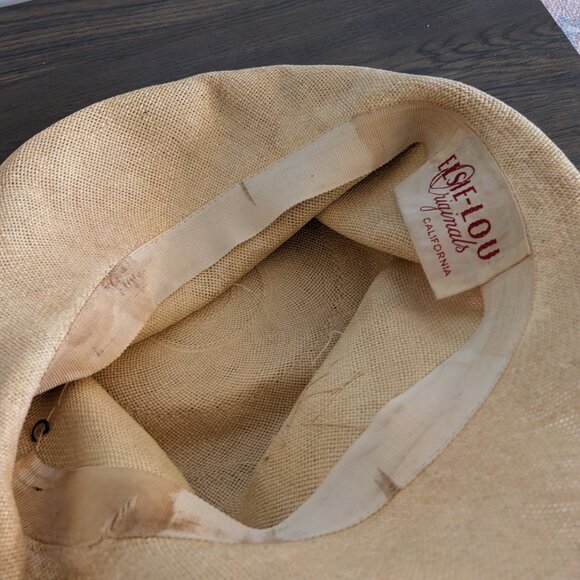 elsie lou originals vintage woven straw bucket hat 1940s 1950s - Picture 4 of 7